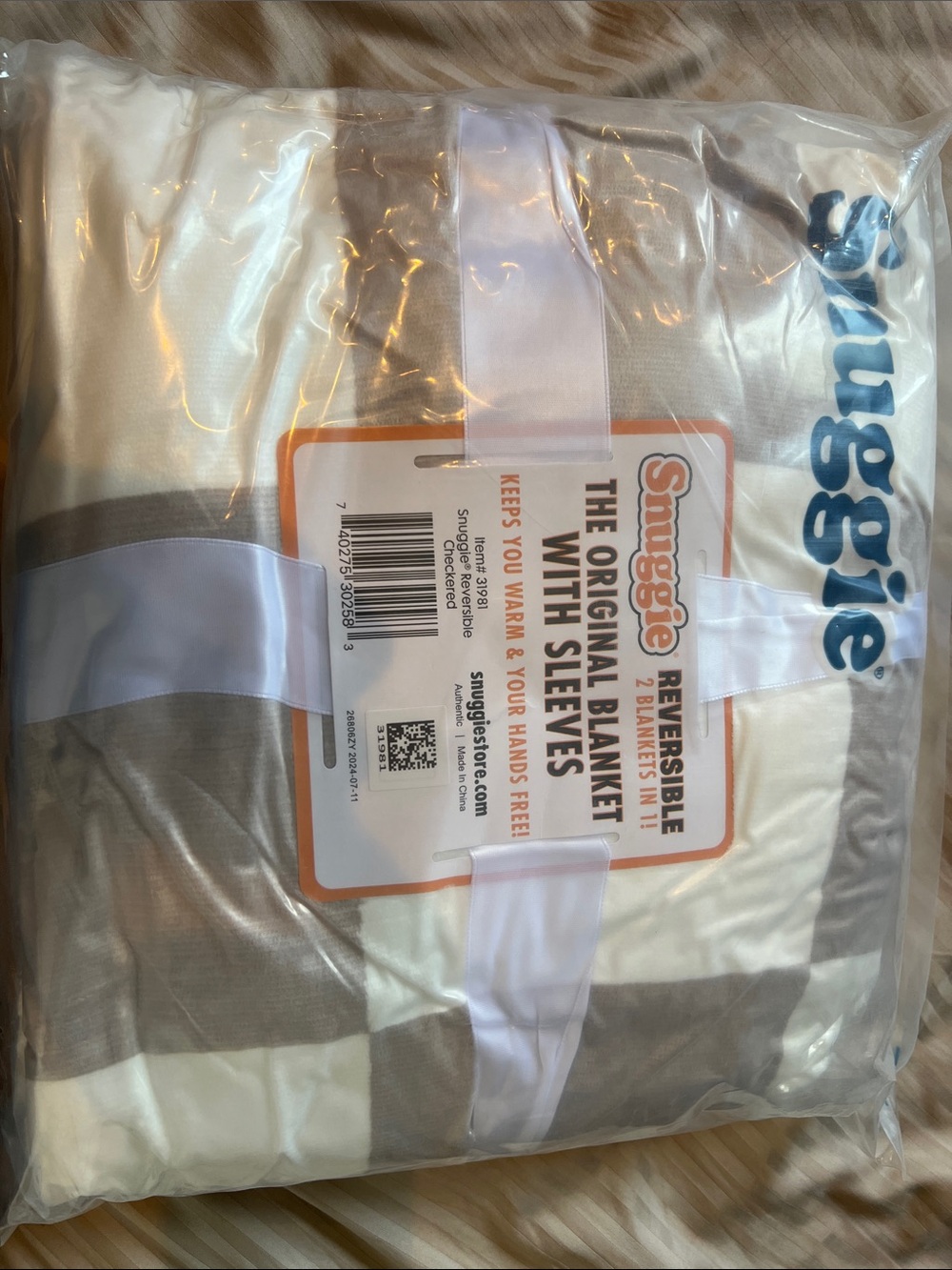 Reversible Original Blanket with Sleeves - White & Gray